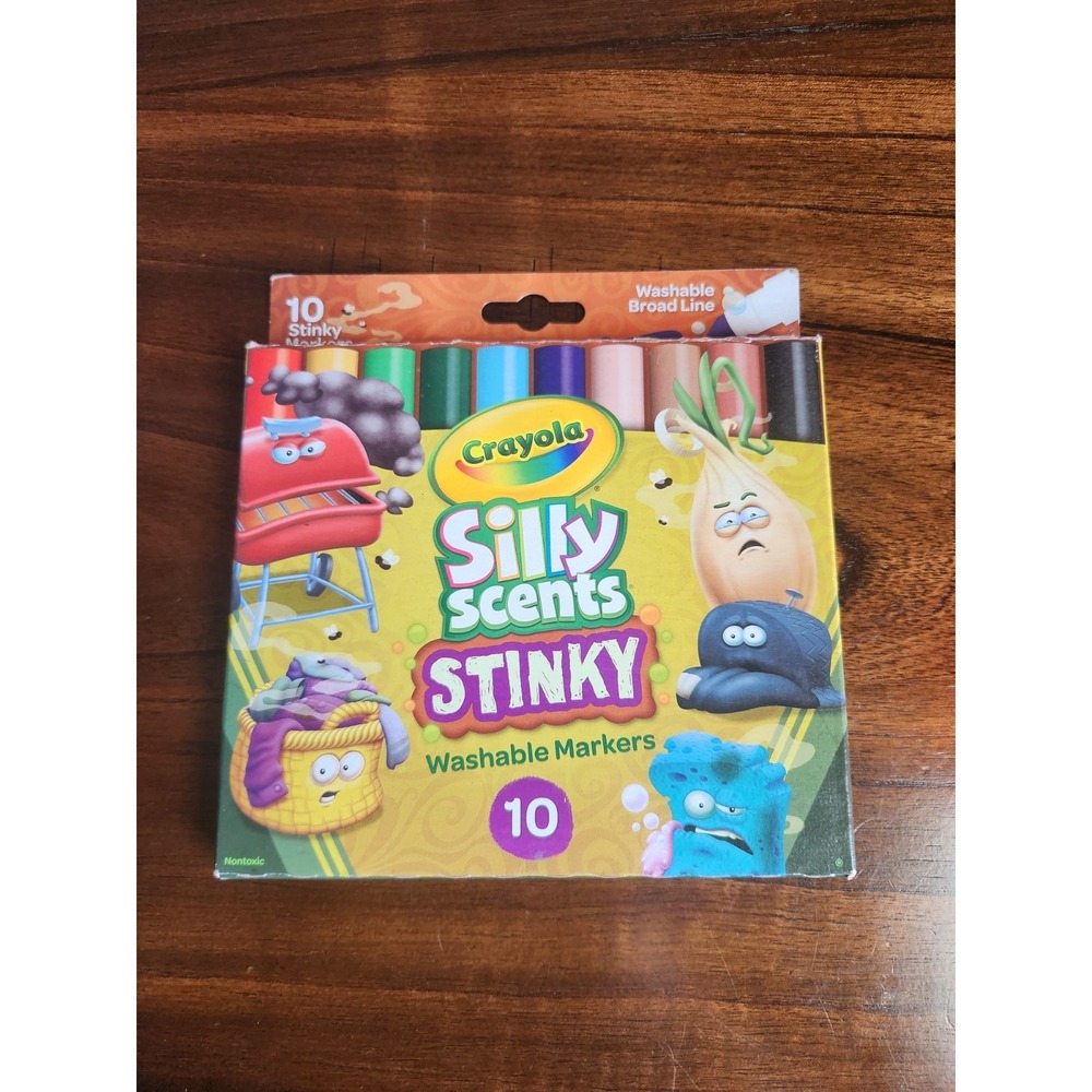 Crayola Silly Scents STINKY Washable Broad Line Markers 10 Count Box Novelty